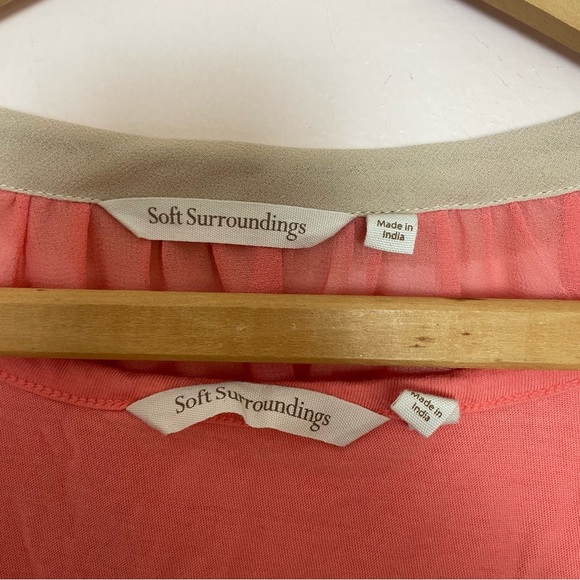 Soft Surroundings Peach Pink Beaded Tassel Tank Top and Blouse Set Size Medium - Picture 3 of 4